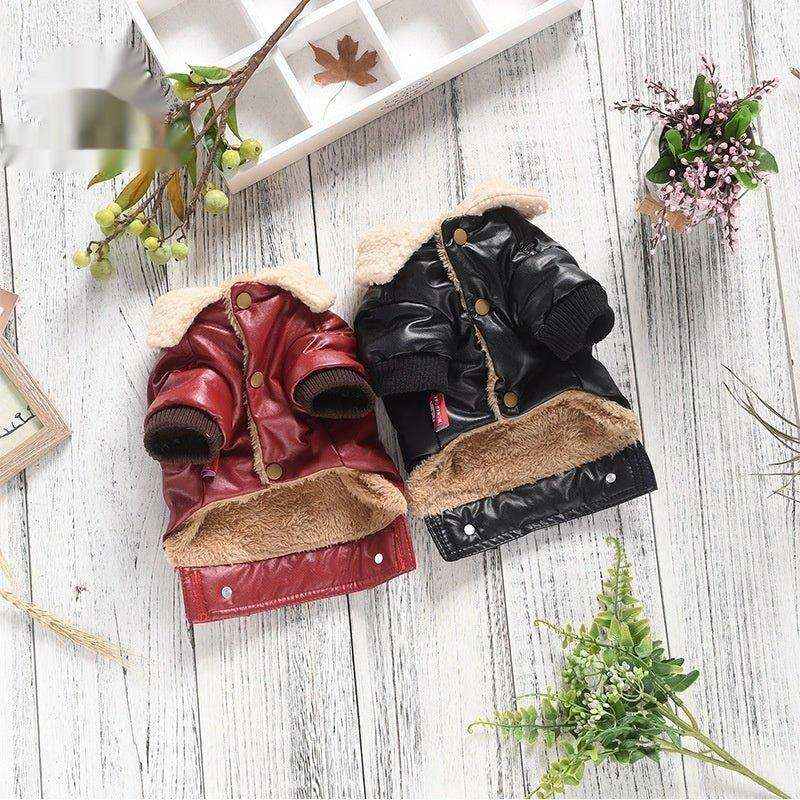 Cappotto in Pelle per Cani Modello "HongKong" con Imbottitura in Pile - immagine 2