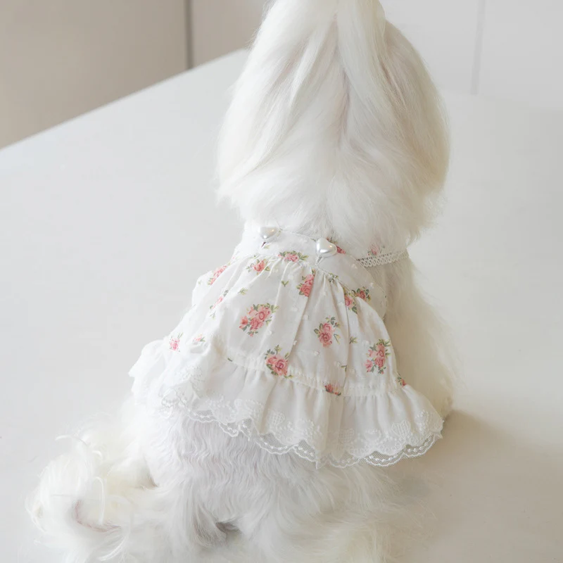 Sweet Floral Printed Buttoned Dog Cat Dress - immagine 8