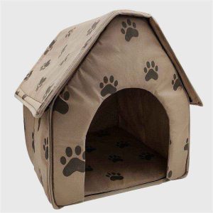 Casetta Tessuto Zampine per Cani e Gatti - Beige 40x43cm