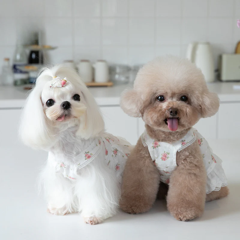 Sweet Floral Printed Buttoned Dog Cat Dress - immagine 5