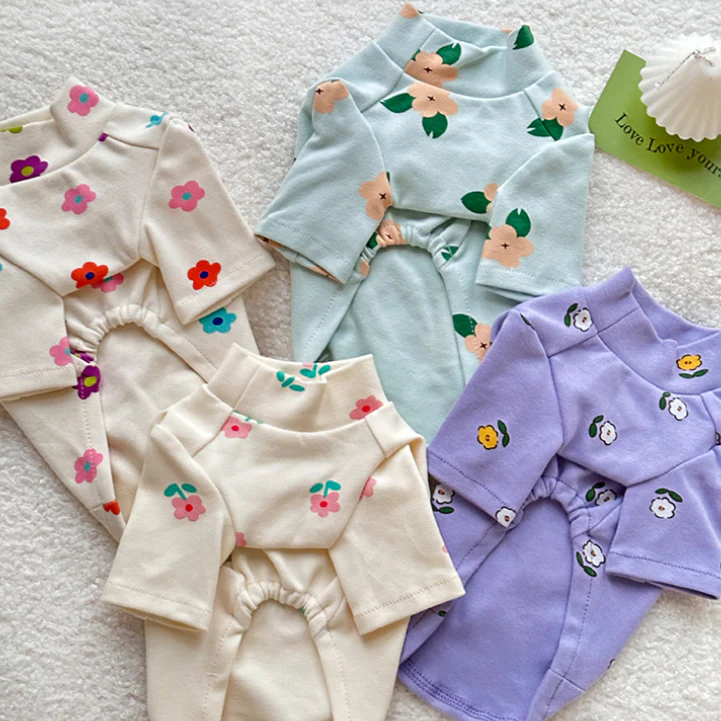 Cotton Flower Pattern Dog Cat Pullover - immagine 8