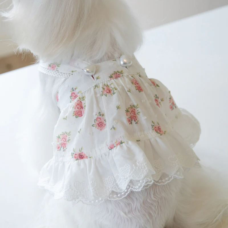 Sweet Floral Printed Buttoned Dog Cat Dress - immagine 6