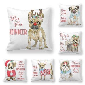 Fodera Cuscino Natale Cani - Decorazione Casa 45x45cm