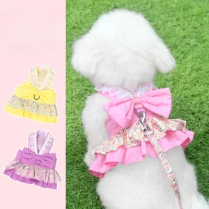 Floral Breathable Layered Dog Harness&Leash