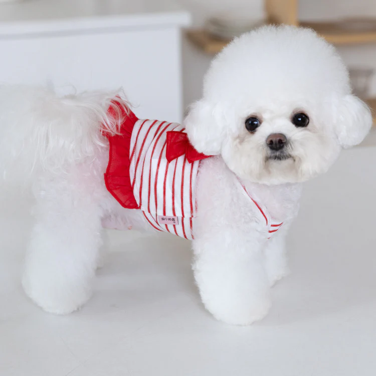 Breathable Bow Striped Dog Cat Vest - immagine 9