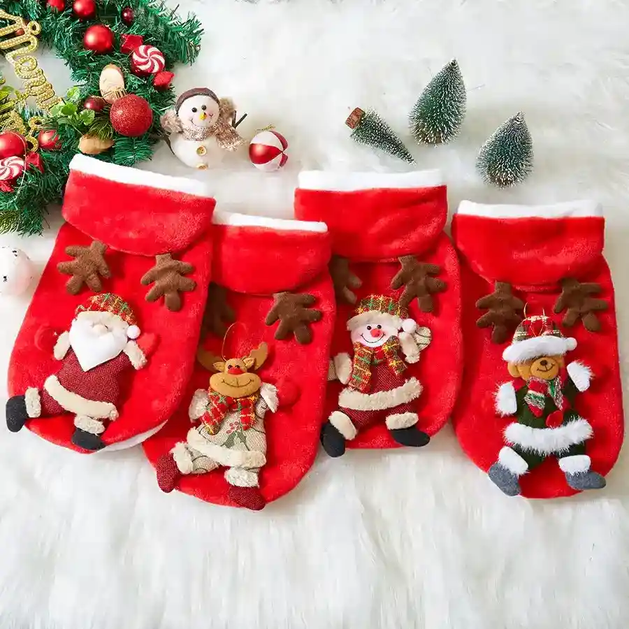 Cappotto Natale Cani Gatti - Cappuccio Stampa 3D Rosso - immagine 2
