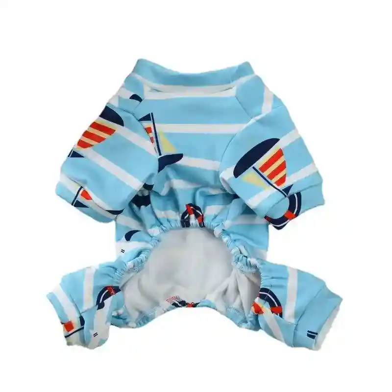 Vestito per cani elasticizzato "Santander" con barchette e salvagente - immagine 3