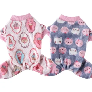 Warm Printed Dog Cat Jumpsuits Pajamas
