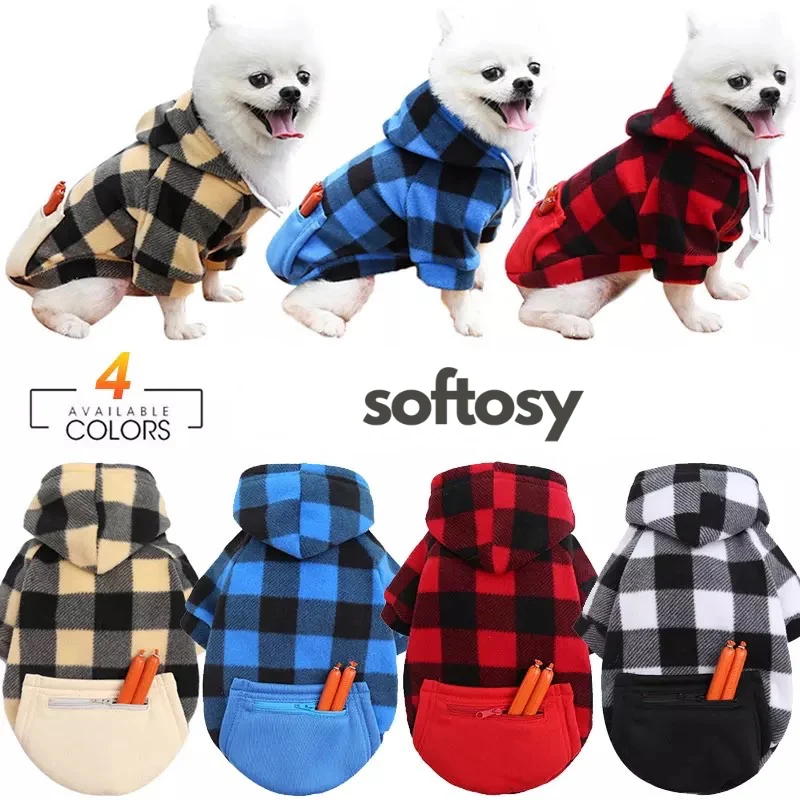 Winter Warm Plaid Dog Cat Hoodie - immagine 2