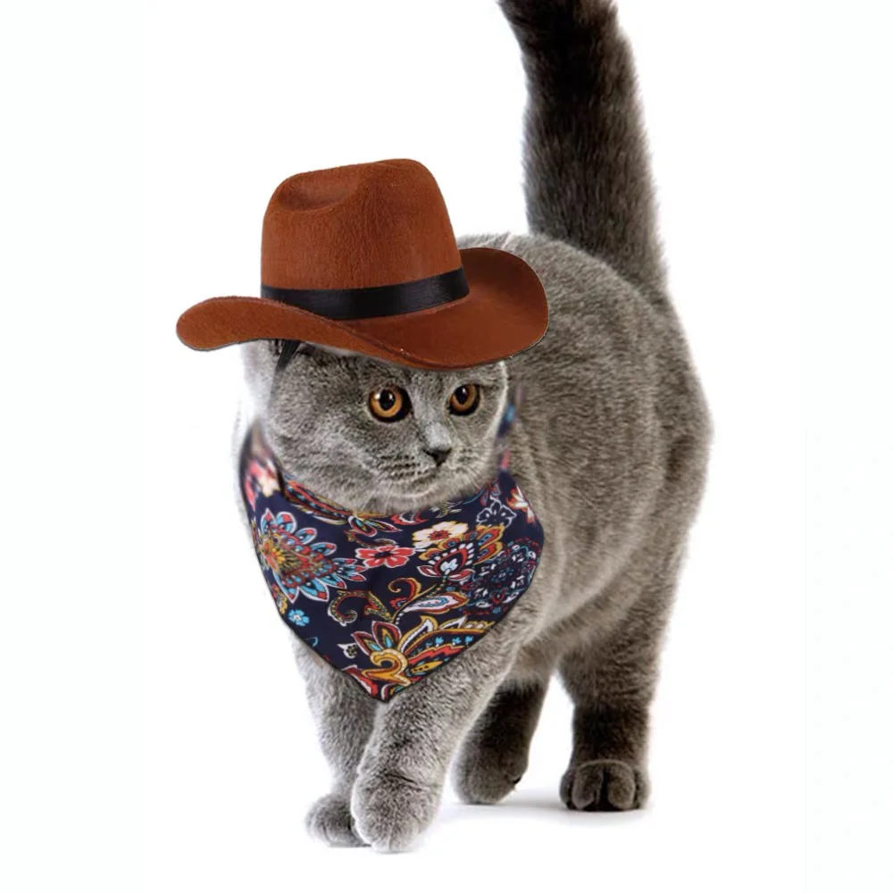 Cowboy Dog Cat Hat - immagine 3