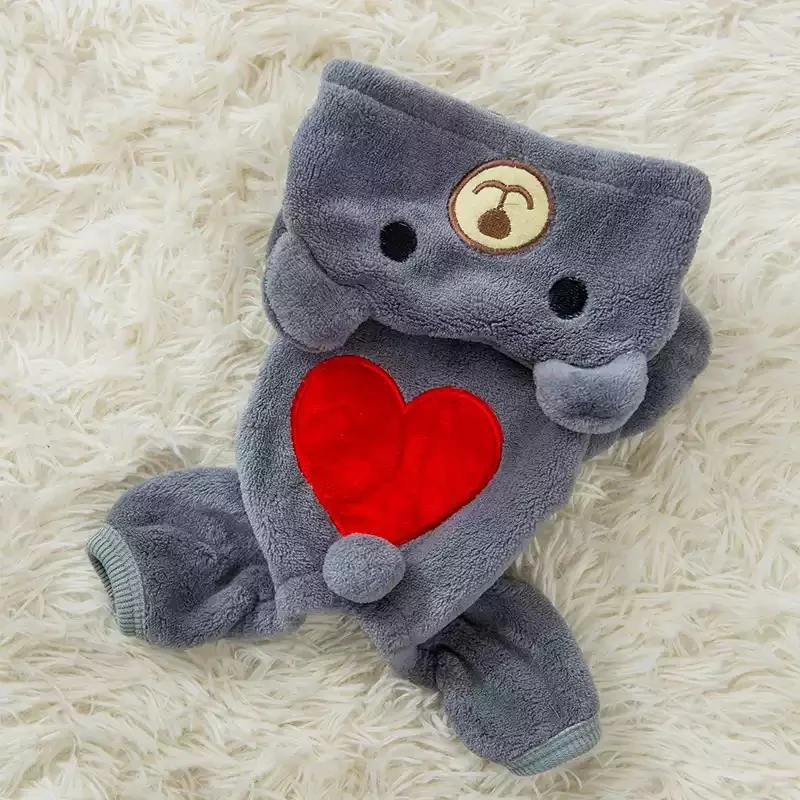 Heart Printed Bear Pattern Jumpsuit For Dogs - immagine 9