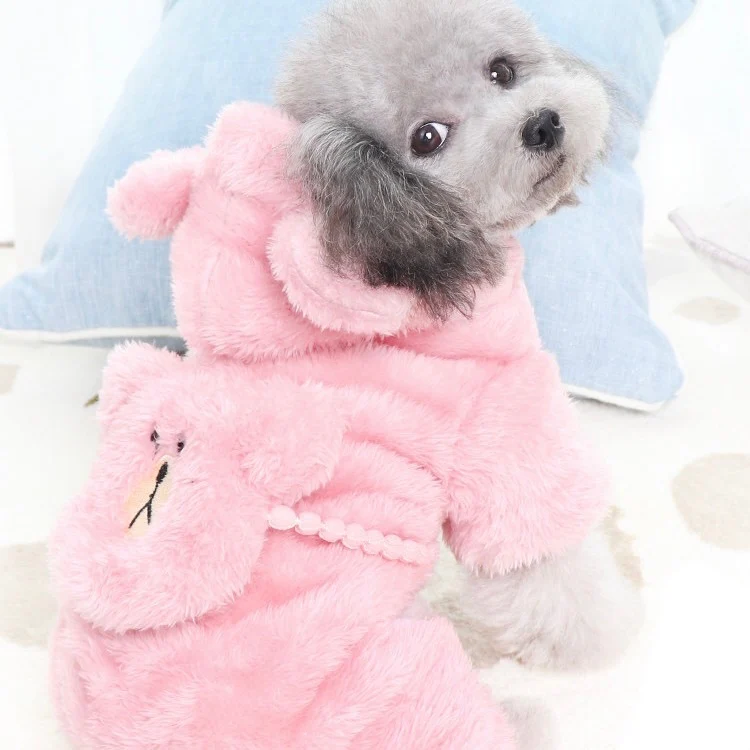 Bear Pattern Faux Fur Dog Cat Coat - immagine 3