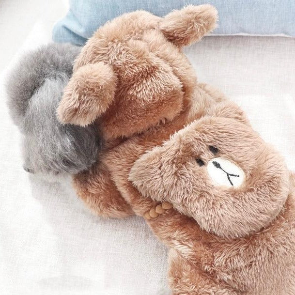 Bear Pattern Faux Fur Dog Cat Coat - immagine 4