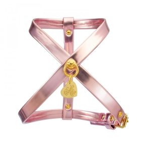 PLAIN HARNESS METAL PINK ECOLEATHER/GOLD