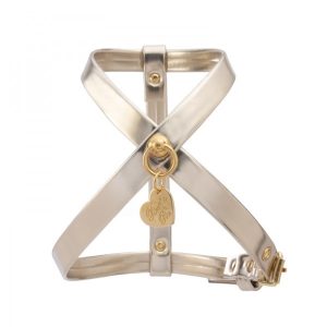 PLAIN HARNESS PLATINUM ECOLEATHER/GOLD