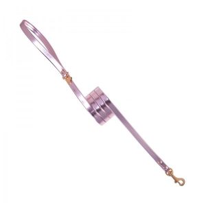PLAIN LEASH METAL PINK ECOLEATHER/GOLD
