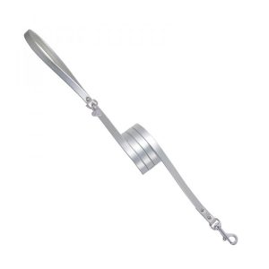 PLAIN LEASH PEARL SILVER ECOLEATHER/SILVER