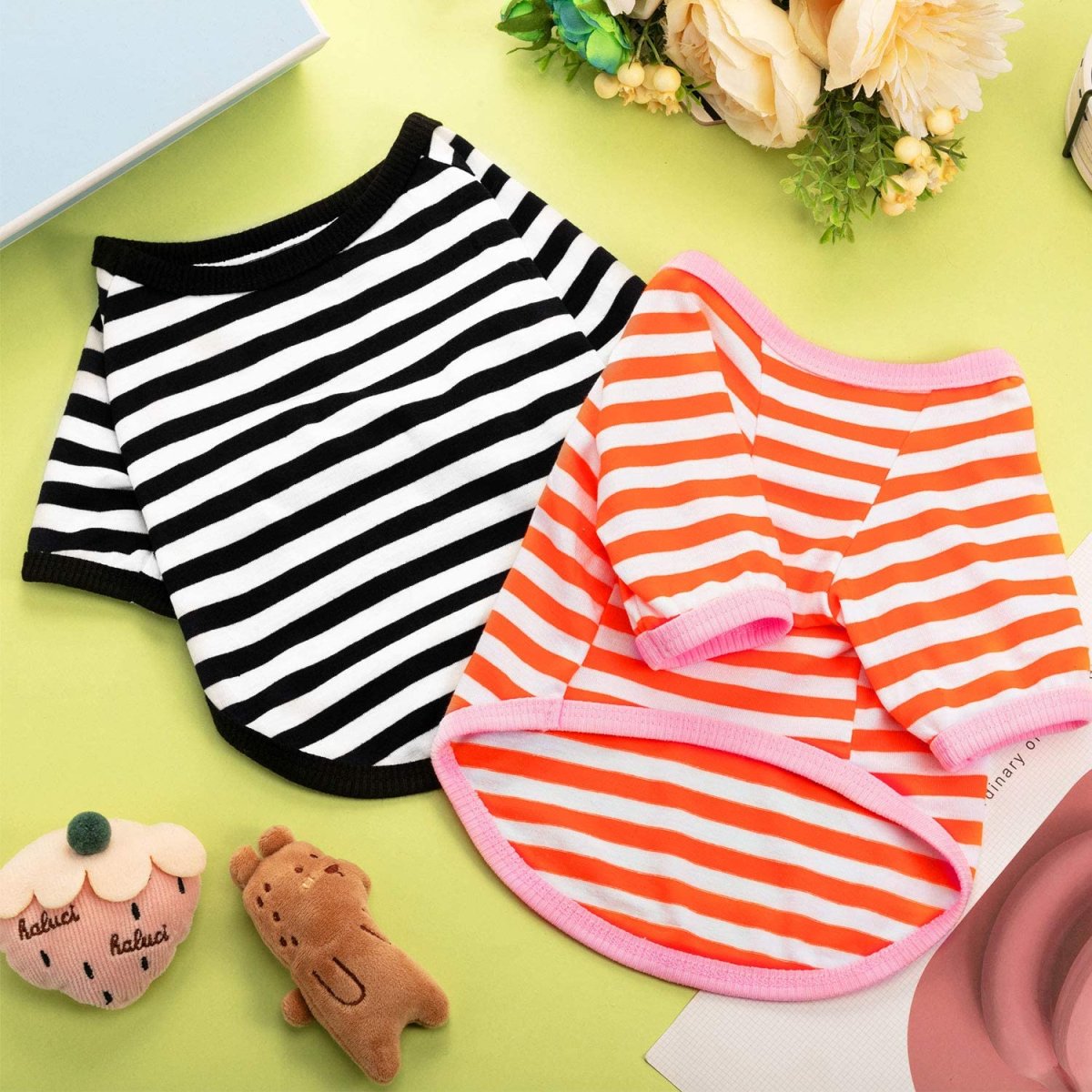 Striped Cotton Dog Cat T-shirt - immagine 4