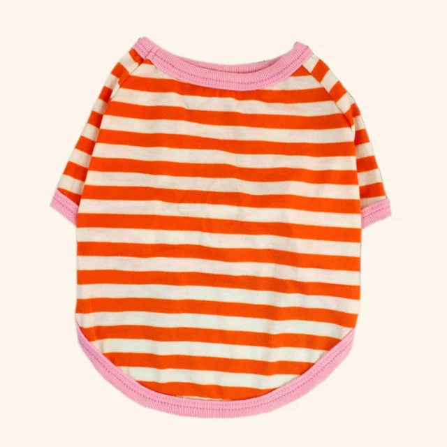 Striped Cotton Dog Cat T-shirt - immagine 7