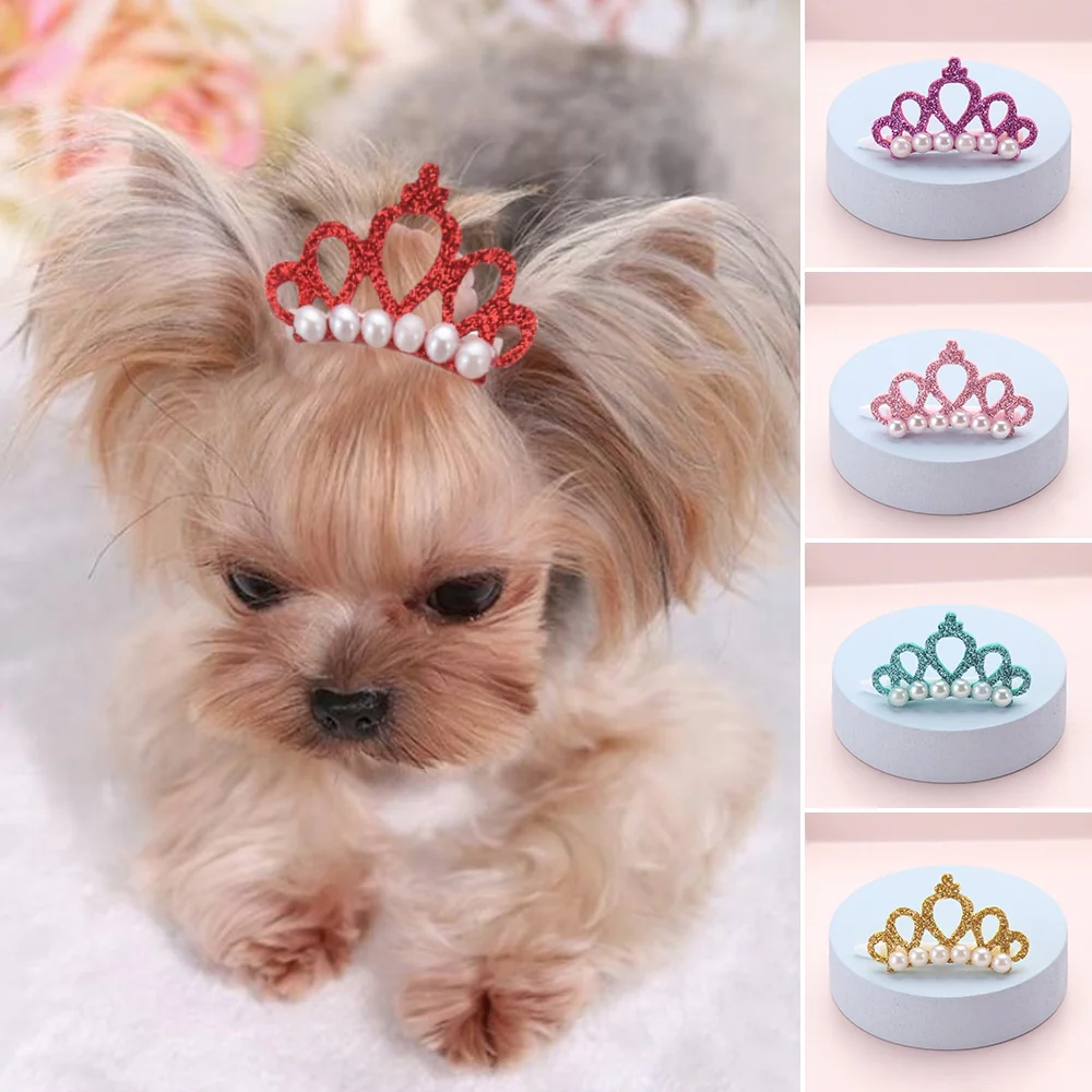 Crown Shape Hair Clips For Dog Cat - immagine 2