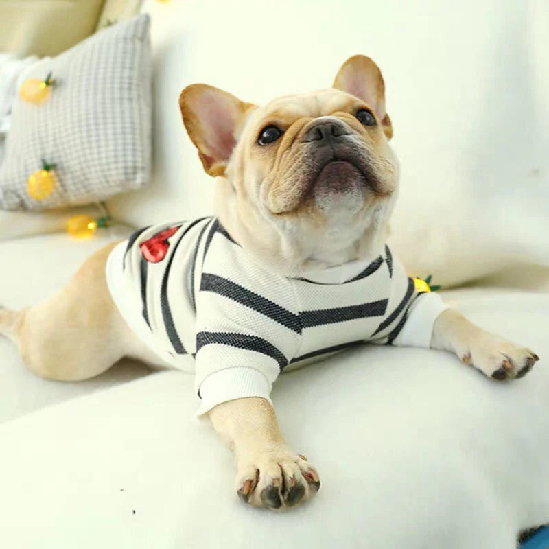 Heart Printed Striped Dog T-shirt - immagine 5