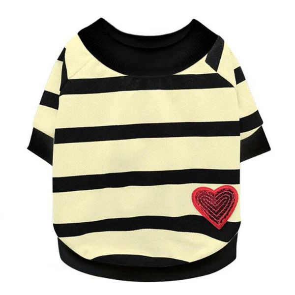 Heart Printed Striped Dog T-shirt - immagine 6