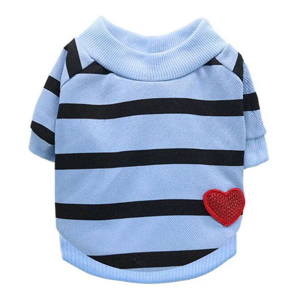 Heart Printed Striped Dog T-shirt - immagine 9