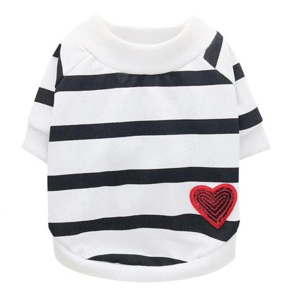 Heart Printed Striped Dog T-shirt - immagine 7