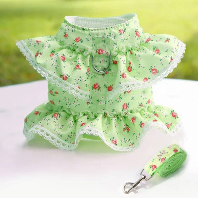 Floral Lace Dog Harness With Leash - immagine 5
