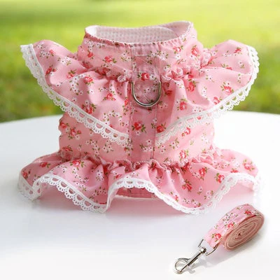 Floral Lace Dog Harness With Leash - immagine 7