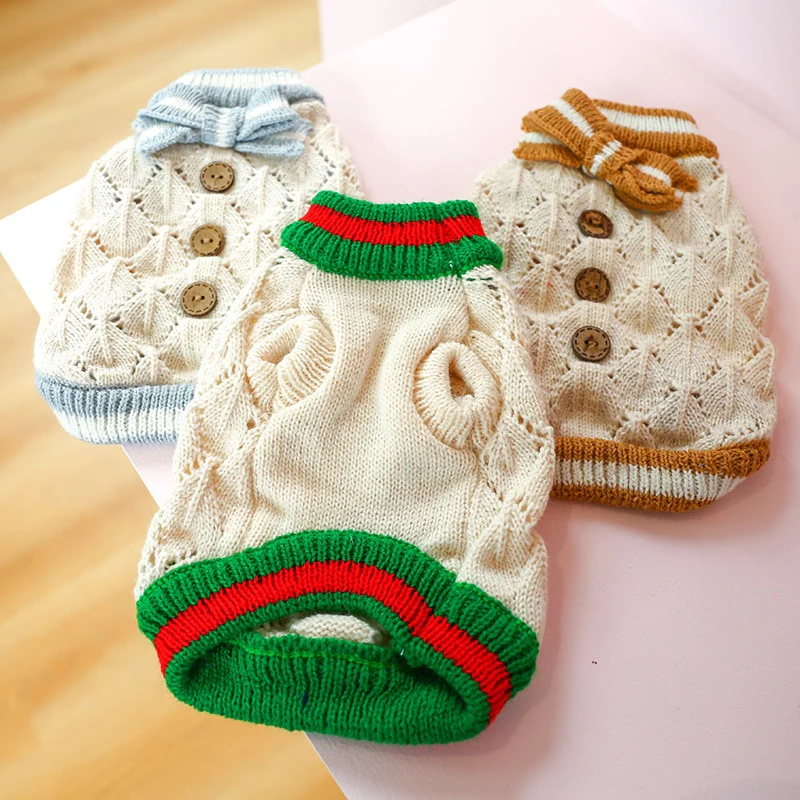 Sweet Bowknot Knitted Cat Dog Sweater - immagine 7