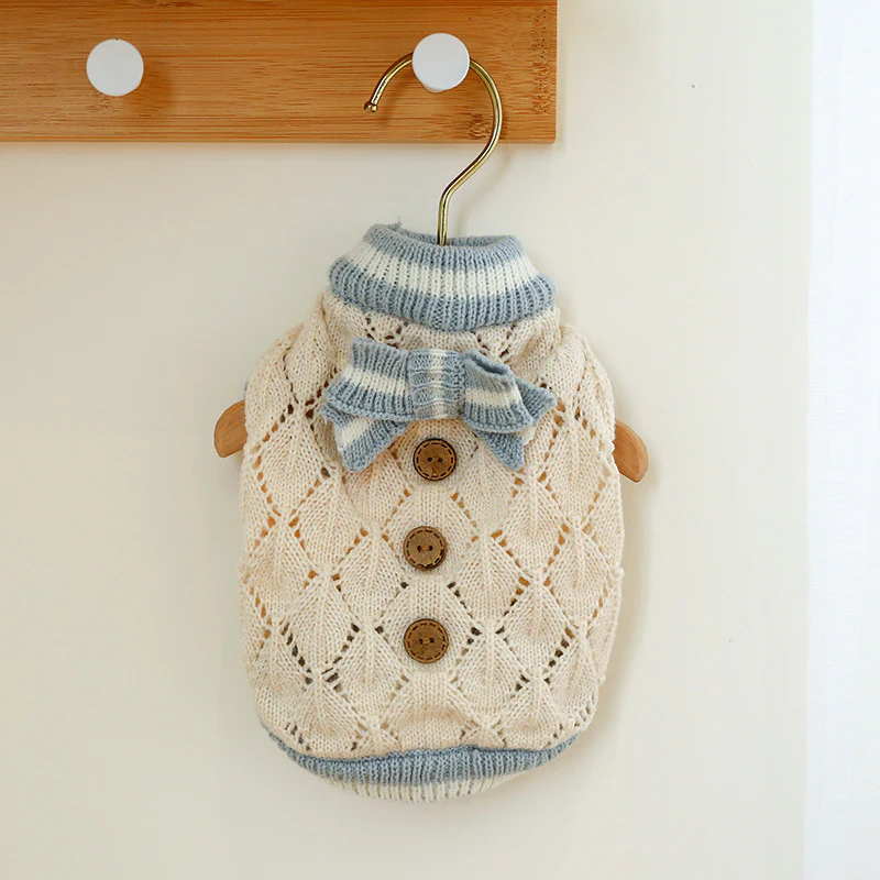 Sweet Bowknot Knitted Cat Dog Sweater - immagine 9