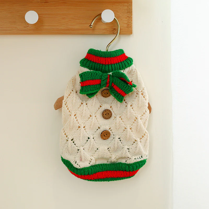 Sweet Bowknot Knitted Cat Dog Sweater - immagine 8