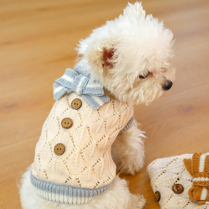 Sweet Bowknot Knitted Cat Dog Sweater - immagine 4