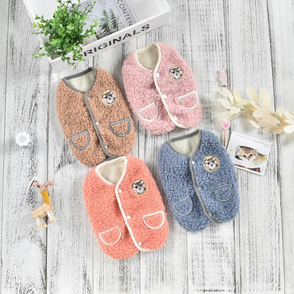 Winter Fleece Buttoned Dog Cat Vest Coat - immagine 4