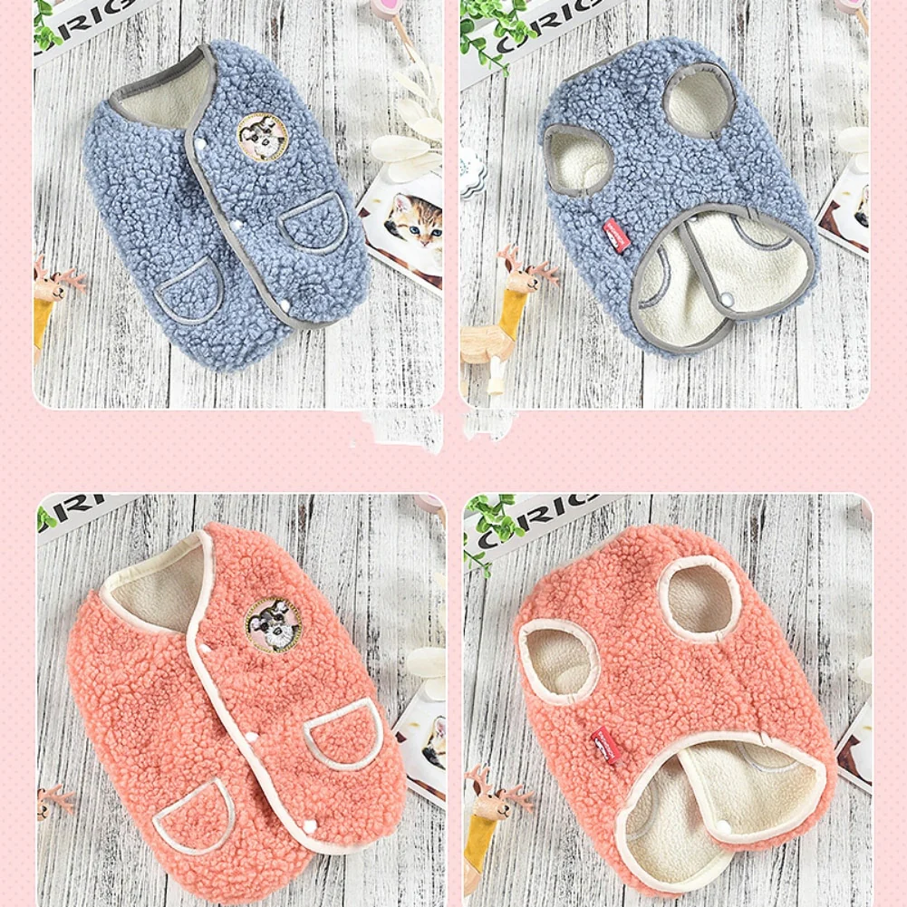 Winter Fleece Buttoned Dog Cat Vest Coat - immagine 9
