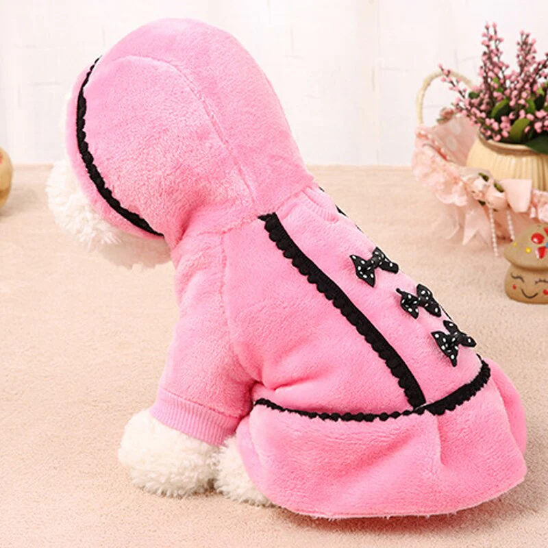 Fleece Bowknot Warm Dog Cat Coat - immagine 6