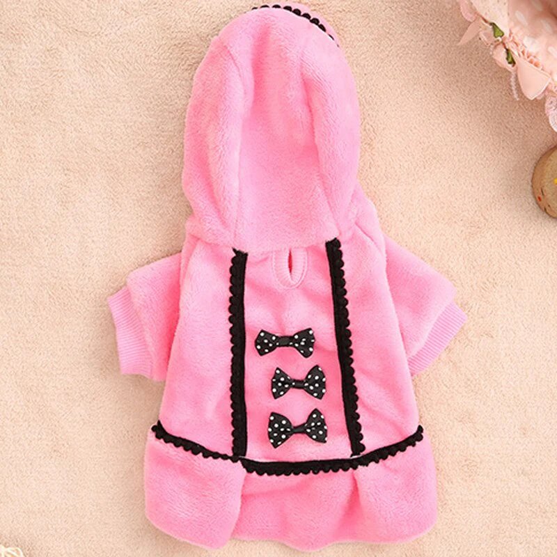 Fleece Bowknot Warm Dog Cat Coat - immagine 3